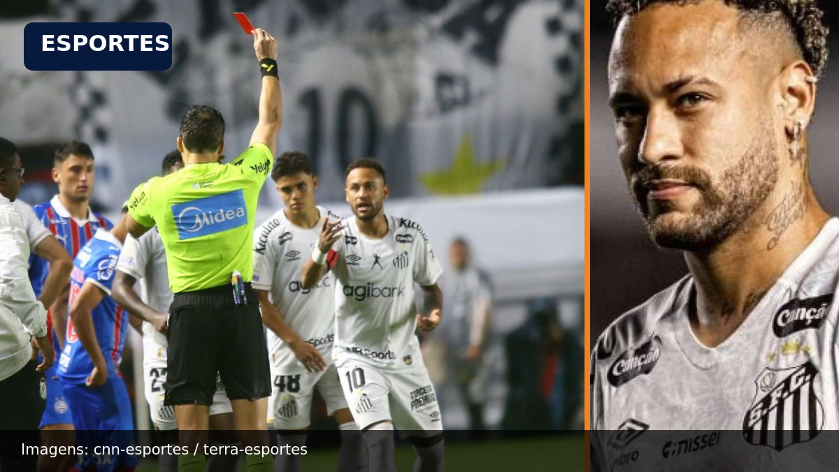 Neymar é expulso por Lei Vini Jr. em Santos x Bahia